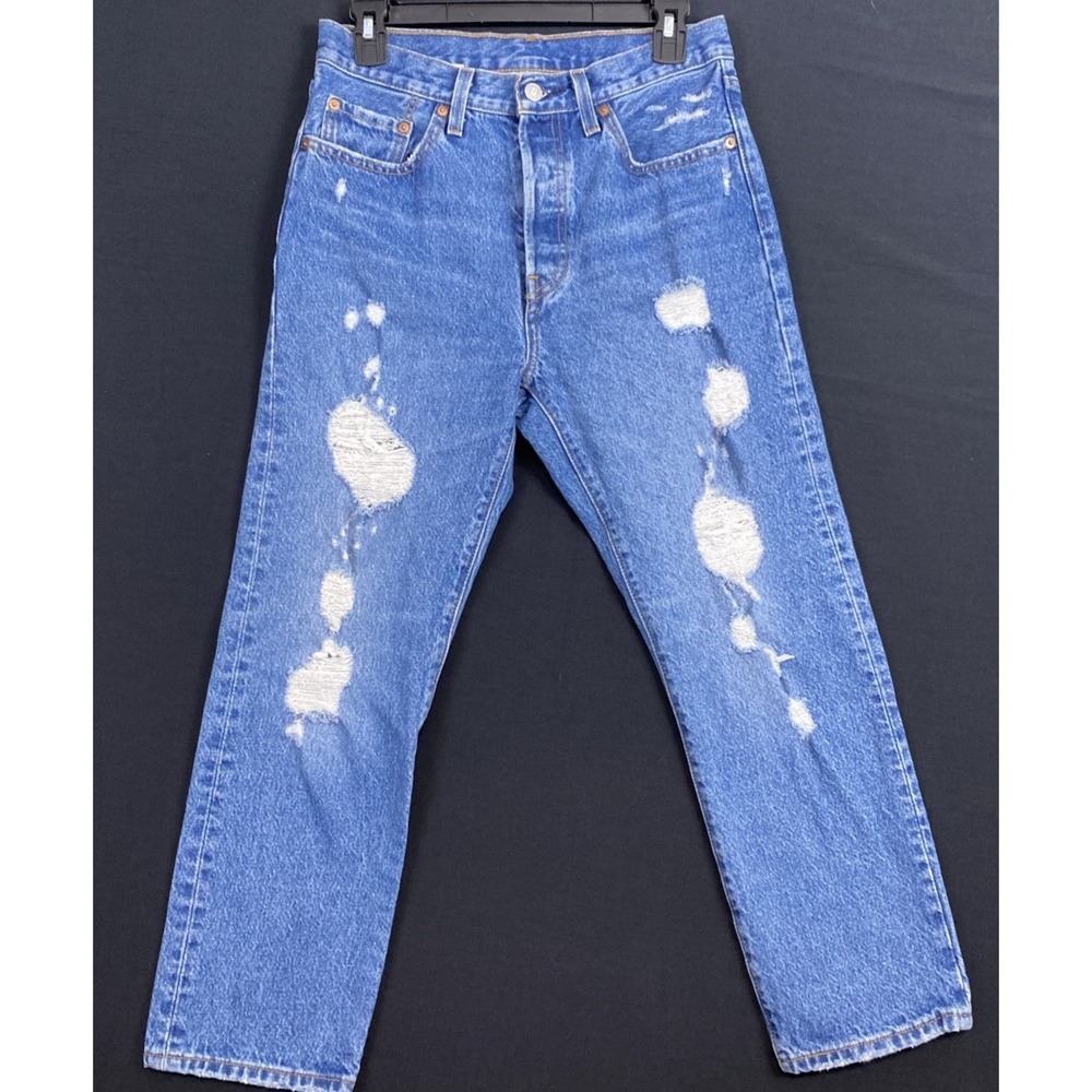Women's Levi's 501xx Jeans distressed  27x26 Made In Usa Button Fly Straight Leg